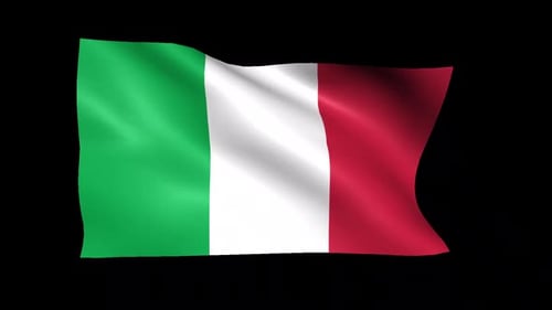 Realistic Italy Flag Waving Alpha Channel Loopable Animation