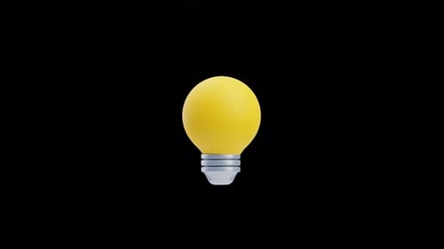 Rotating 3D Lightbulb Idea Icon Animation