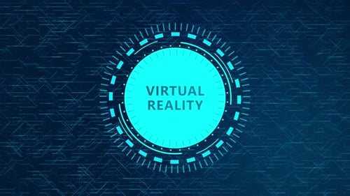 Virtual Reality Text Reveal with Futuristic HUD Elements