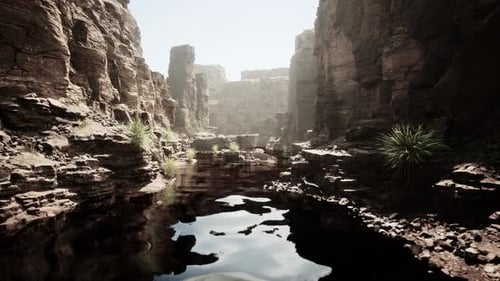 Beautiful Red River and Shores of Colored Sandstone