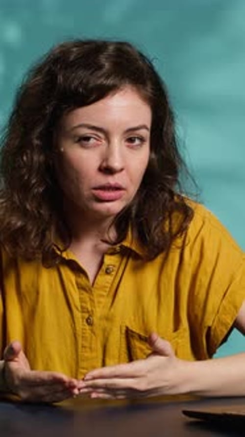 Distressed Woman Gesturing and Displaying Upset Emotions