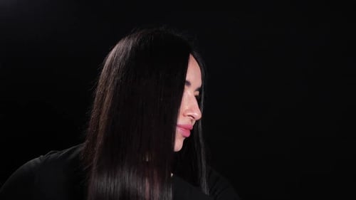 Woman With Long Black Hair Close Up