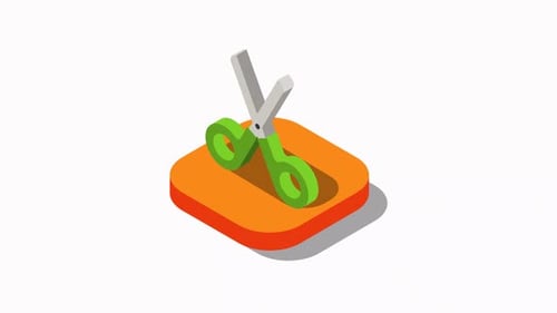 Animated 3D Isometric Scissors Tool Icon Animation