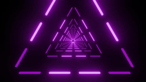 Vibrant purple neon tunnel beckons forward in a dynamic motion