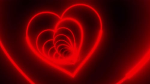 Flying Through Tunnel Of Red Hearts Vj Visual