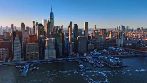 Splendid scenery of Manhattan, New York, USA at sunset.