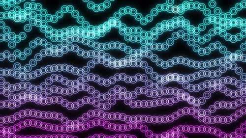 Computer Digital Data Circle Shape Particle Wave Animation Background. High Tech Futuristic Digital