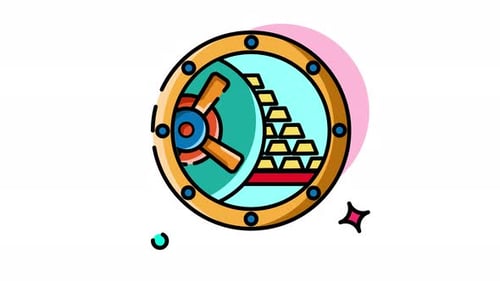 Vault Door Illustration: Secure Gold Treasure