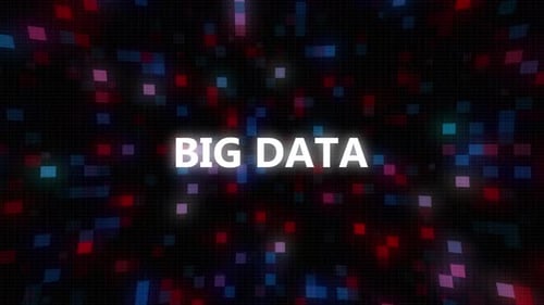Futuristic Big Data Text Animation with Glowing Digital Pixels