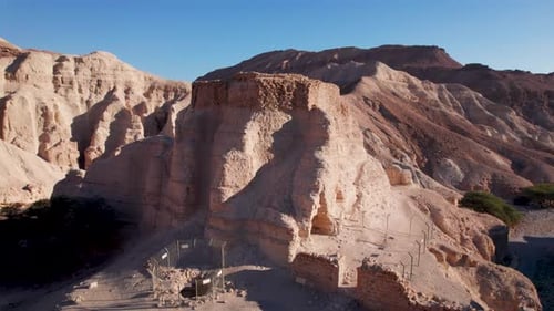 Aerial video over metzad zohar dead sea Israel
