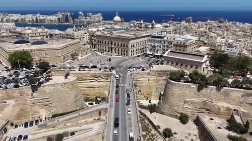 Aerial view of Castille Place in Valletta city, capital of Malta
