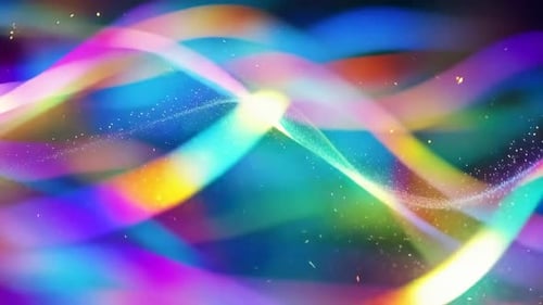 Rayures lumineuses au néon arc-en-ciel abstraites vibrantes avec paire lumineuse