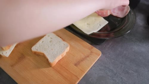 Making a Ham and Cheese Sandwich at Home