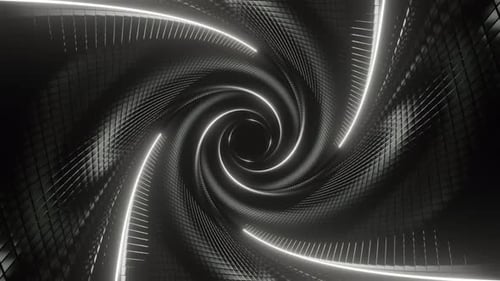 Weißer spiralförmiger Mesh-Tunnel-Hintergrund VJ Loop In 4K