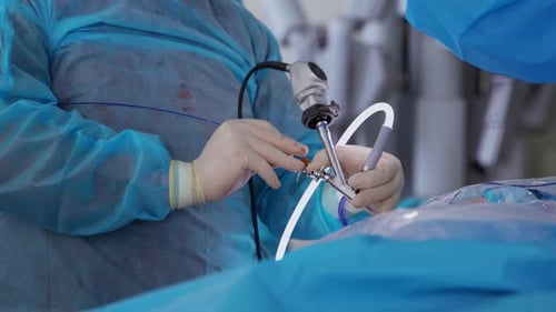 Surgeon Performing Delicate Operation with Advanced Tools