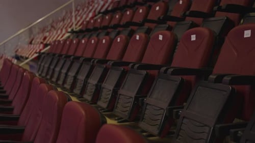 empty maroon protocol seats in the basketball hall