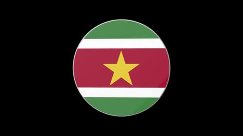 3D Rotating Suriname Flag Circle Emblem Animation