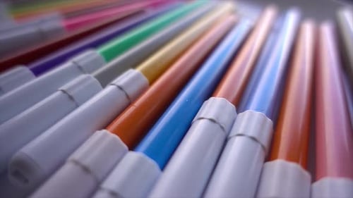 Macro Shot of Brightly Colored Felt Tip Pens