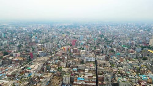 Third world country cityscape. Dhaka City, Bangladesh. Aerial elevated view