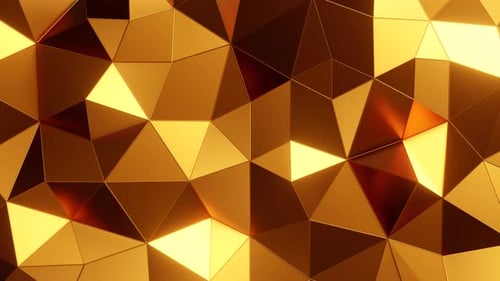 Fondo de triángulos dorados. Animación en bucle infinito