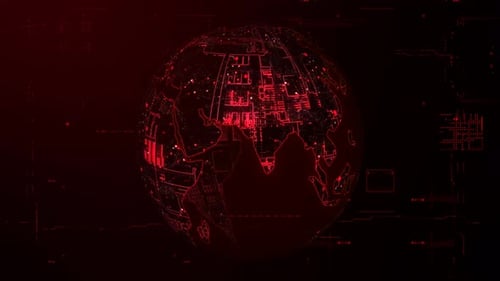 Digital Planet Earth Hud Animated Red