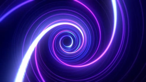 Abstract purple glowing background tunnel with flying lines of energy