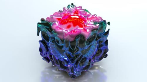 Colorful Fluid Morphing Abstract Cube Animation