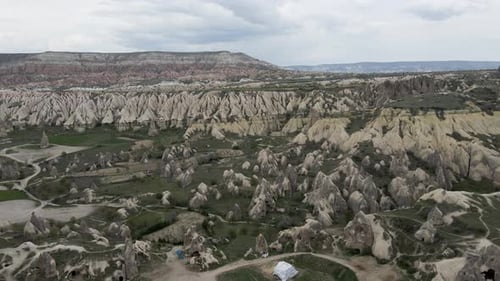 Aerial view of Goreme Valley, Cappadocia, Nevsehir, Turkey.