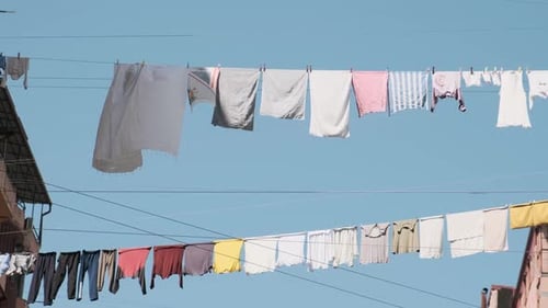 Laundry Drying in the Sun in a City