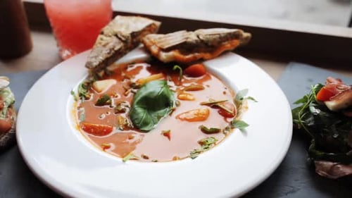 Close up shot of delicious gourmet food