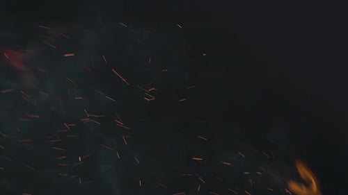 Intense Glowing Flames and Sparks in the Dark