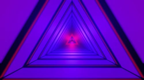 Abstract Neon Triangle Tunnel Journey Background