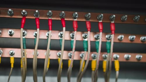 Electrical Wiring Connected to Copper Grounding Bars