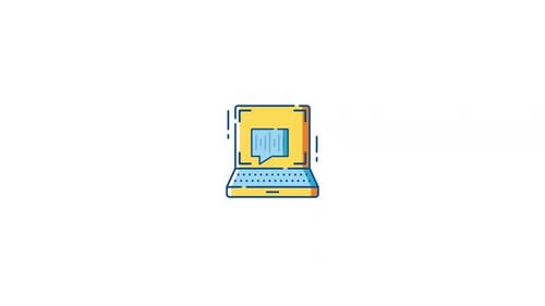 Animated Flat Design Laptop Chat Audio Waveform Icon