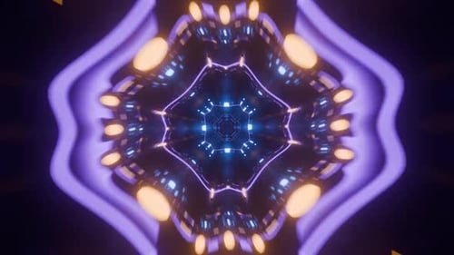 Futuristic Tunnel with Neon Lights and Endless Depth