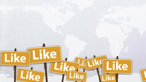 Animated Global Social Media Like Buttons on World Map