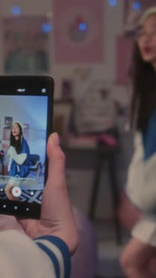 Filming on Smartphone in Bedroom, Ring Light