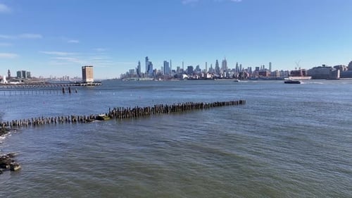 Hudson River At Jersey City In New Jersey United States.