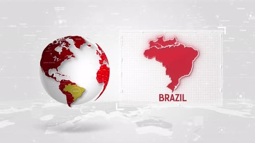 Animated 3D Globe with Country Map Highlight Digital Interface