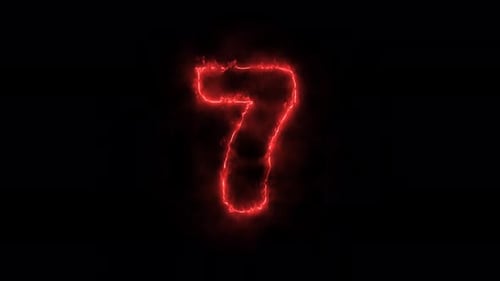 Electric Energy Numbers Countdown with Fiery Neon Outline