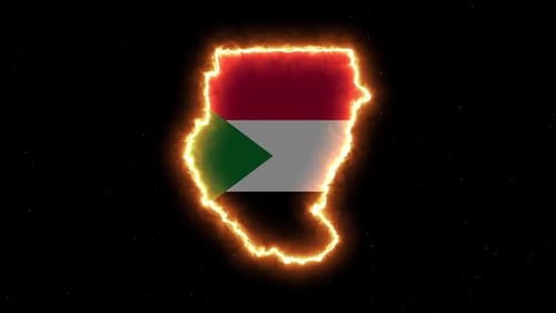 Sudan Map Outline with Glowing Energy Effect