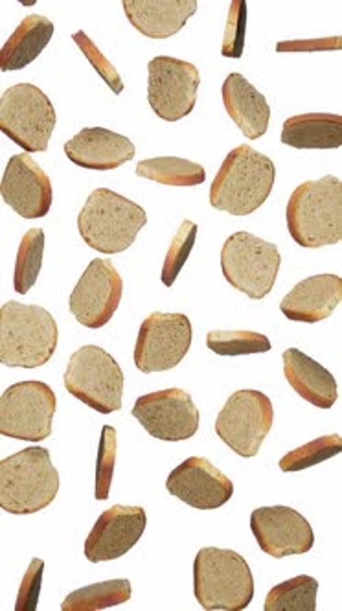 Vertical Looping Animation of Falling Bread Slices