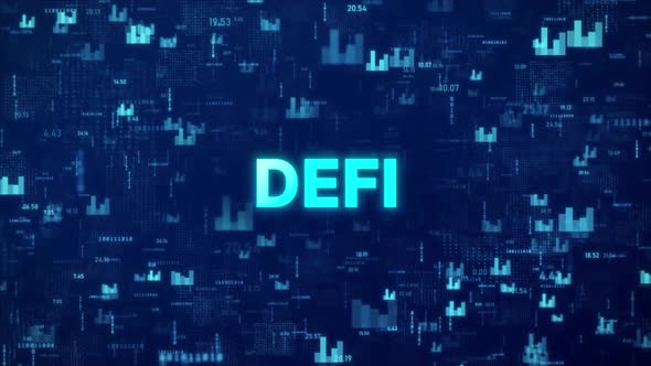 DeFI Concept over animated stock market background with chart, numbers ...