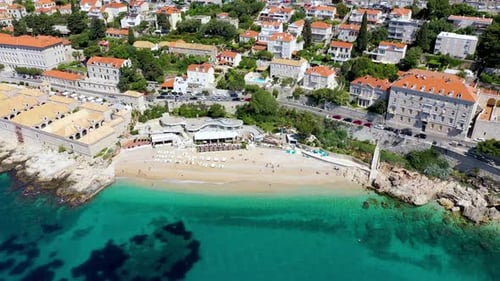 The aerial view of Dubrovnik, a city in southern Croatia fronting the Adriatic Sea, Europe. Old city