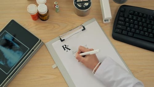 Doctor Writes a Prescription on a Pad