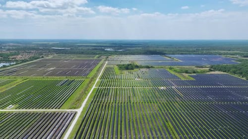 Renewable Electricity with Zero Emission Sustainable Electric Power Plant with Many Rows of Solar