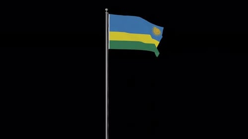 Waving Flag of Rwanda Animation on Alpha Channel