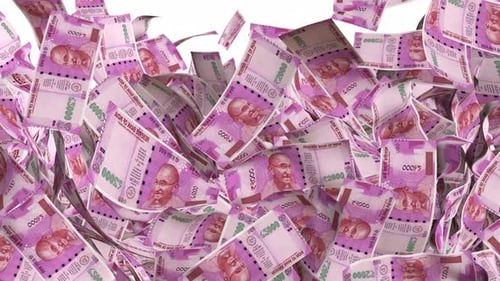 Falling Indian 2000 Rupee Notes Money Animation