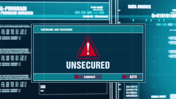 Unsecured Warning Notification on Digital Security Alert on Screen ...