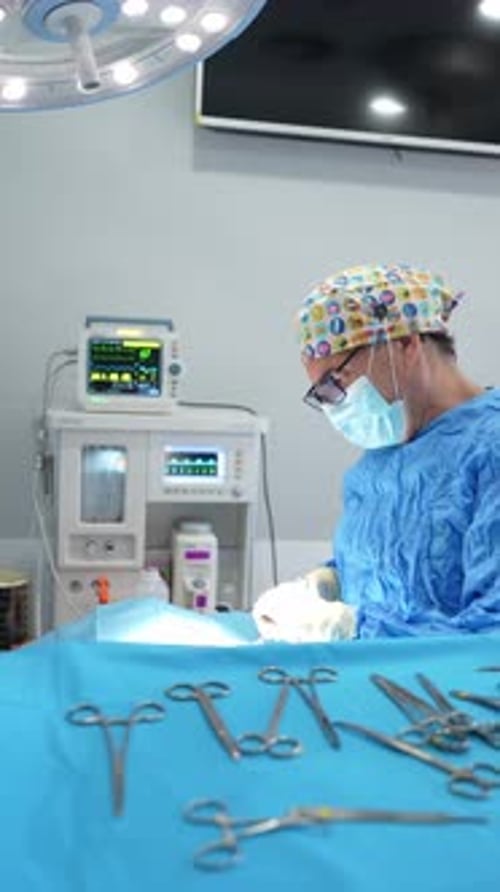 Medical Professional Performing Surgery in Operating Room